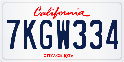 CA license plate 7KGW334