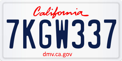 CA license plate 7KGW337