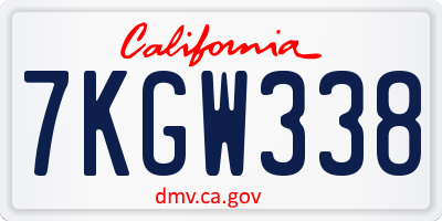 CA license plate 7KGW338