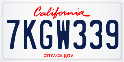 CA license plate 7KGW339