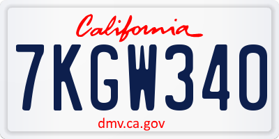 CA license plate 7KGW340