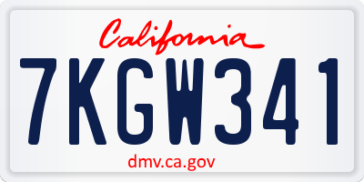 CA license plate 7KGW341