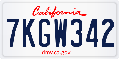 CA license plate 7KGW342