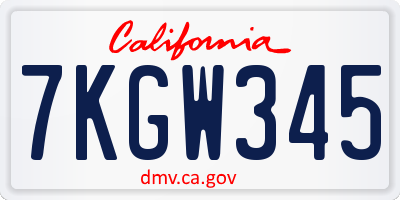 CA license plate 7KGW345
