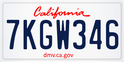 CA license plate 7KGW346