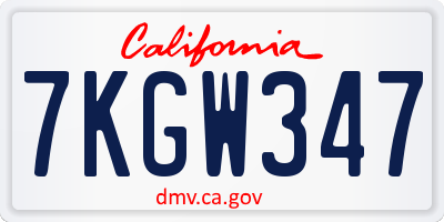 CA license plate 7KGW347
