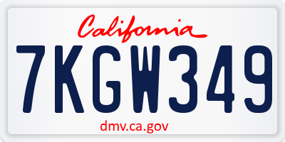 CA license plate 7KGW349