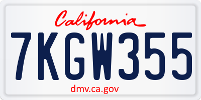 CA license plate 7KGW355