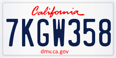 CA license plate 7KGW358
