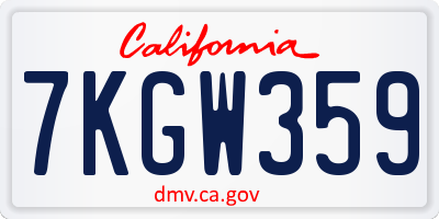 CA license plate 7KGW359