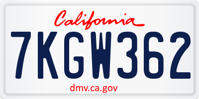 CA license plate 7KGW362