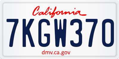 CA license plate 7KGW370