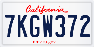 CA license plate 7KGW372