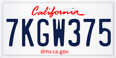CA license plate 7KGW375
