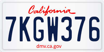 CA license plate 7KGW376