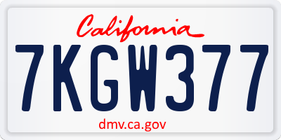 CA license plate 7KGW377