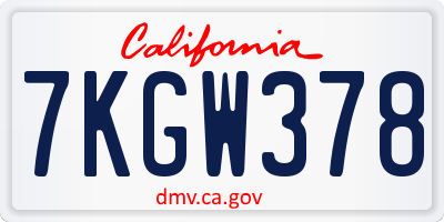 CA license plate 7KGW378
