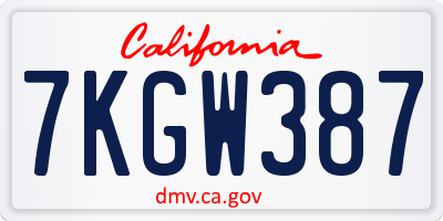 CA license plate 7KGW387