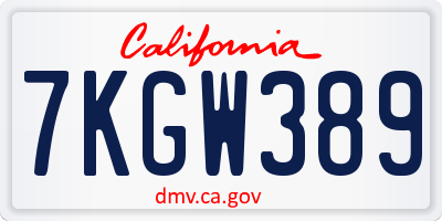 CA license plate 7KGW389