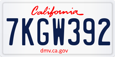 CA license plate 7KGW392