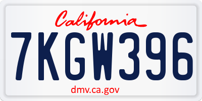 CA license plate 7KGW396