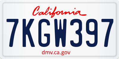 CA license plate 7KGW397