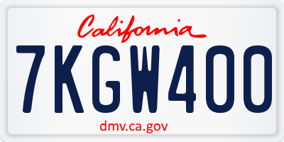 CA license plate 7KGW400