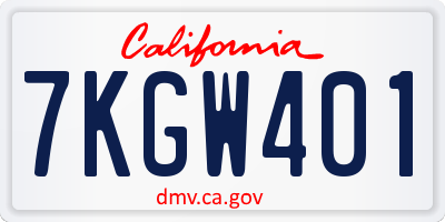 CA license plate 7KGW401