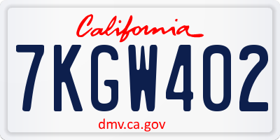 CA license plate 7KGW402