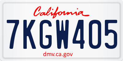 CA license plate 7KGW405