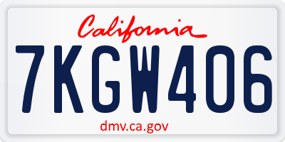 CA license plate 7KGW406