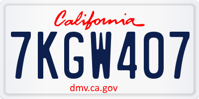 CA license plate 7KGW407