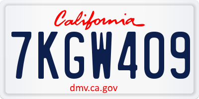 CA license plate 7KGW409