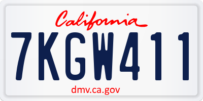 CA license plate 7KGW411