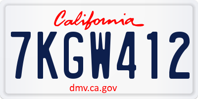 CA license plate 7KGW412