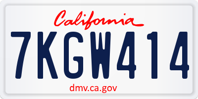 CA license plate 7KGW414