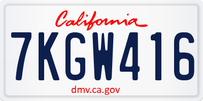 CA license plate 7KGW416