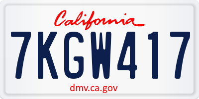 CA license plate 7KGW417
