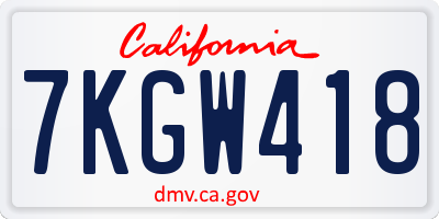 CA license plate 7KGW418