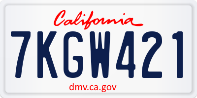 CA license plate 7KGW421