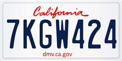 CA license plate 7KGW424