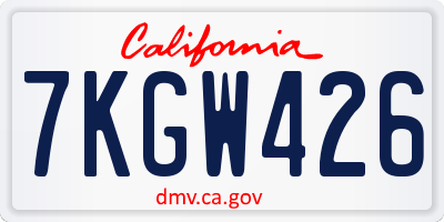 CA license plate 7KGW426