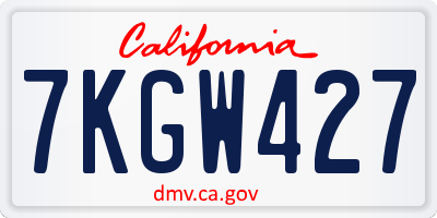 CA license plate 7KGW427