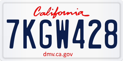 CA license plate 7KGW428