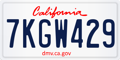 CA license plate 7KGW429