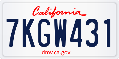 CA license plate 7KGW431