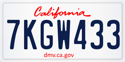 CA license plate 7KGW433