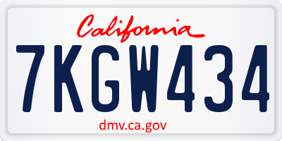 CA license plate 7KGW434