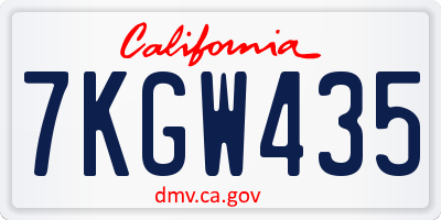 CA license plate 7KGW435
