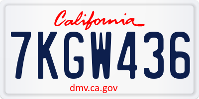 CA license plate 7KGW436